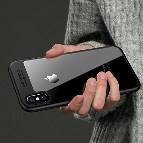 Auto Focus iPhone X case iPhone 10 TPU+PC silicone hard clear back (Black) : ESNOITE - 네이버쇼핑