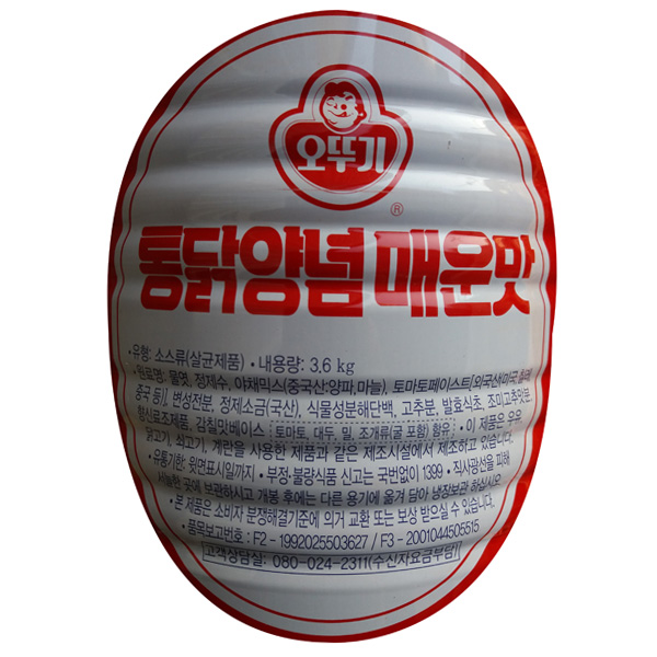 오뚜기 통닭 양념 매운맛(캔) 3.6kg : 푸드007 스토어