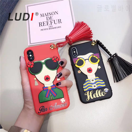[해외]LUDI Hot 3D Sunglasses Modern Girl Goddess Rivet Tassels Cover for iphone X 8 8Plus So/6709642 : 하우글로벌바이 - 네이버쇼핑