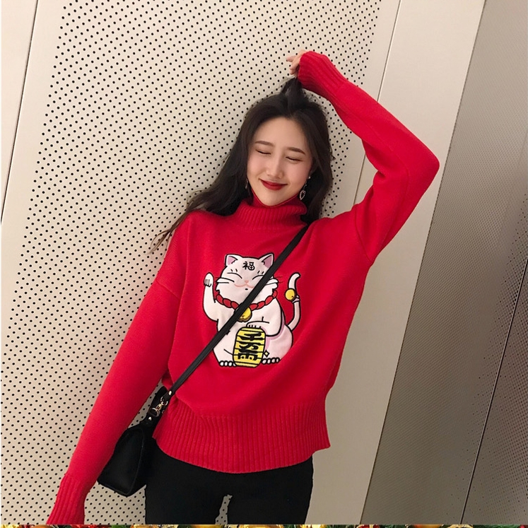 (빌리프어페럴) 레드 복 고양이 티 : belief-apparel