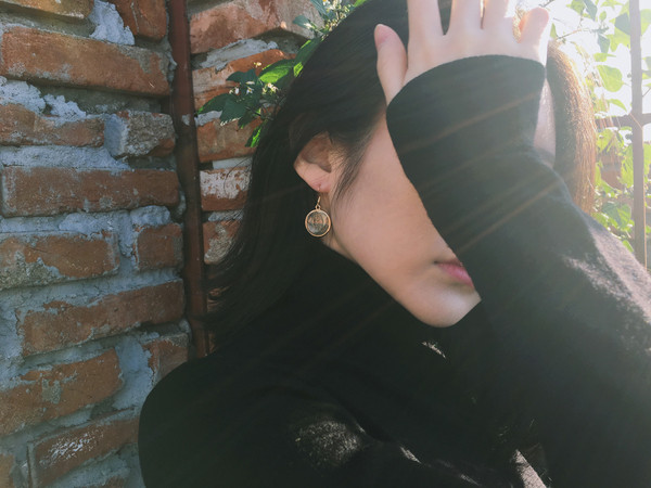 Full moon earrings green moon earring Limited edit