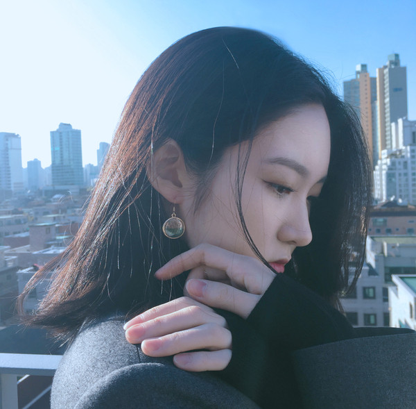 Full moon earrings green moon earring Limited edit