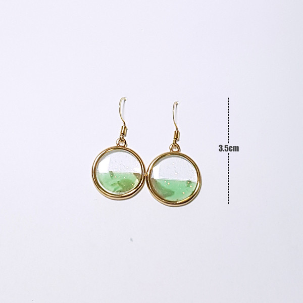 Full moon earrings green moon earring Limited edit