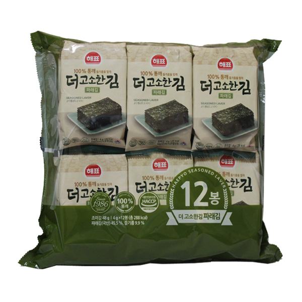 해표 더고소한 파래김 4gX12봉 : 장보고가