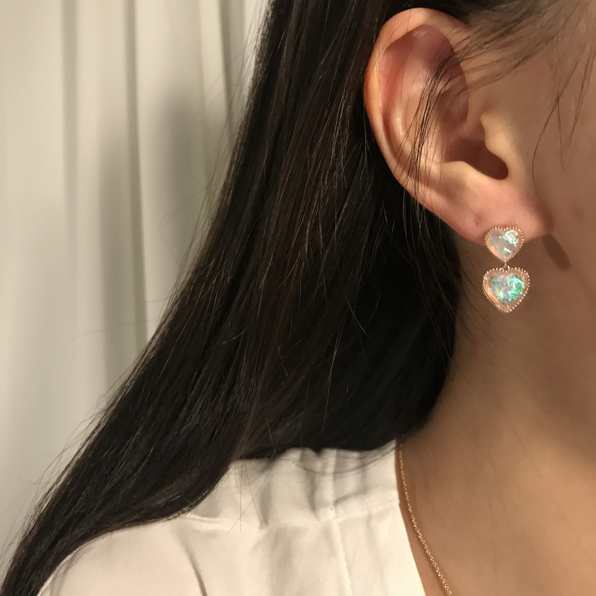 <b><p>Silver fing Moth-Daught Lo heart jewelry</p></b><b><p>ウンチム 螺鈿 澄ん ハート 宝石 アンティーク ドロップ イヤリング 個人 コレクション</p></b><br /><br /><p align='center'>