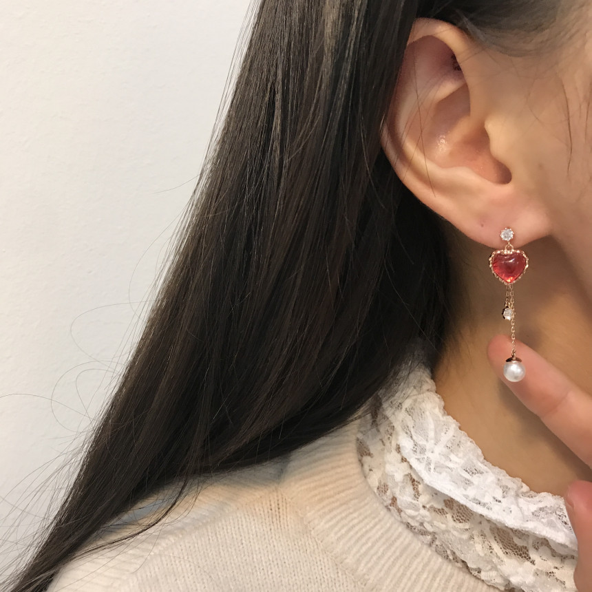 <b><p>Silver fing Moth-Daught Lo heart jewelry</p></b><b><p>ウンチム 螺鈿 澄ん ハート 宝石 アンティーク ドロップ イヤリング 個人 コレクション</p></b><br /><br /><p align='center'>