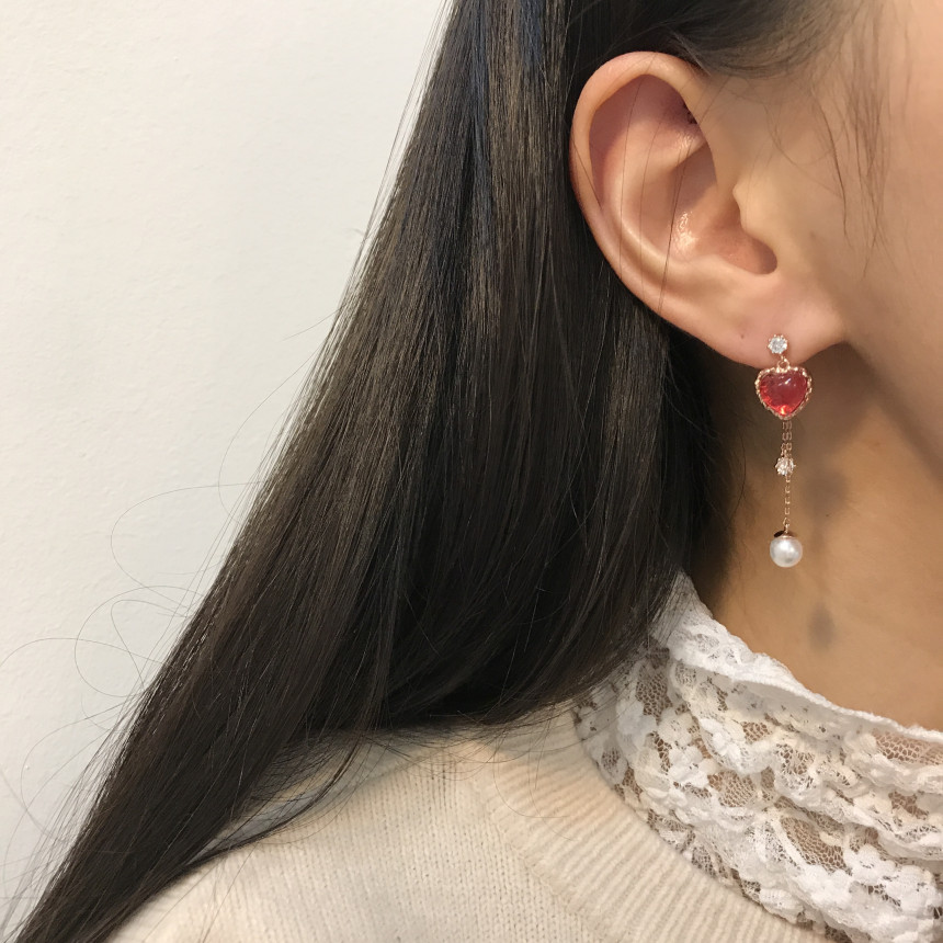 <b><p>Silver fing Moth-Daught Lo heart jewelry</p></b><b><p>ウンチム 螺鈿 澄ん ハート 宝石 アンティーク ドロップ イヤリング 個人 コレクション</p></b><br /><br /><p align='center'>