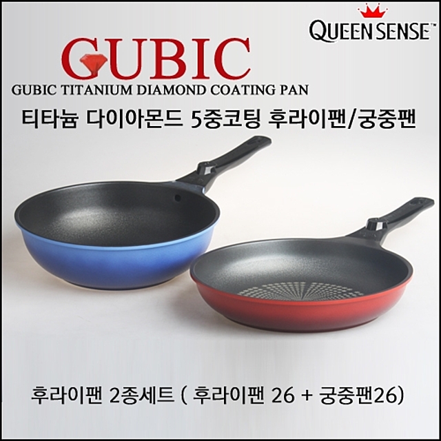 퀸센스 큐빅 티타늄 다이아몬드 5중코팅 후라이팬2종6 : 레드스퀘어