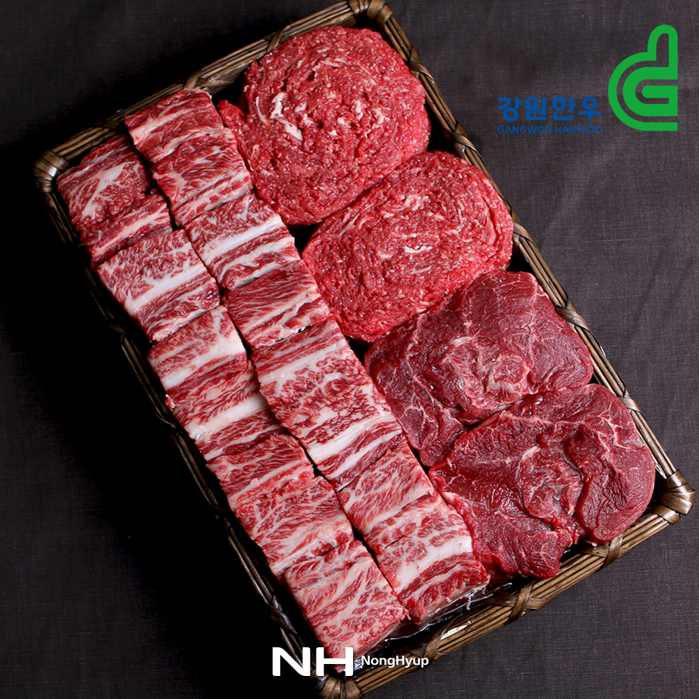 [냉장]춘천철원축협 한우 종합세트3호/갈비2kg+국거리1kg+불고기1kg/4kg : 자 연 닮