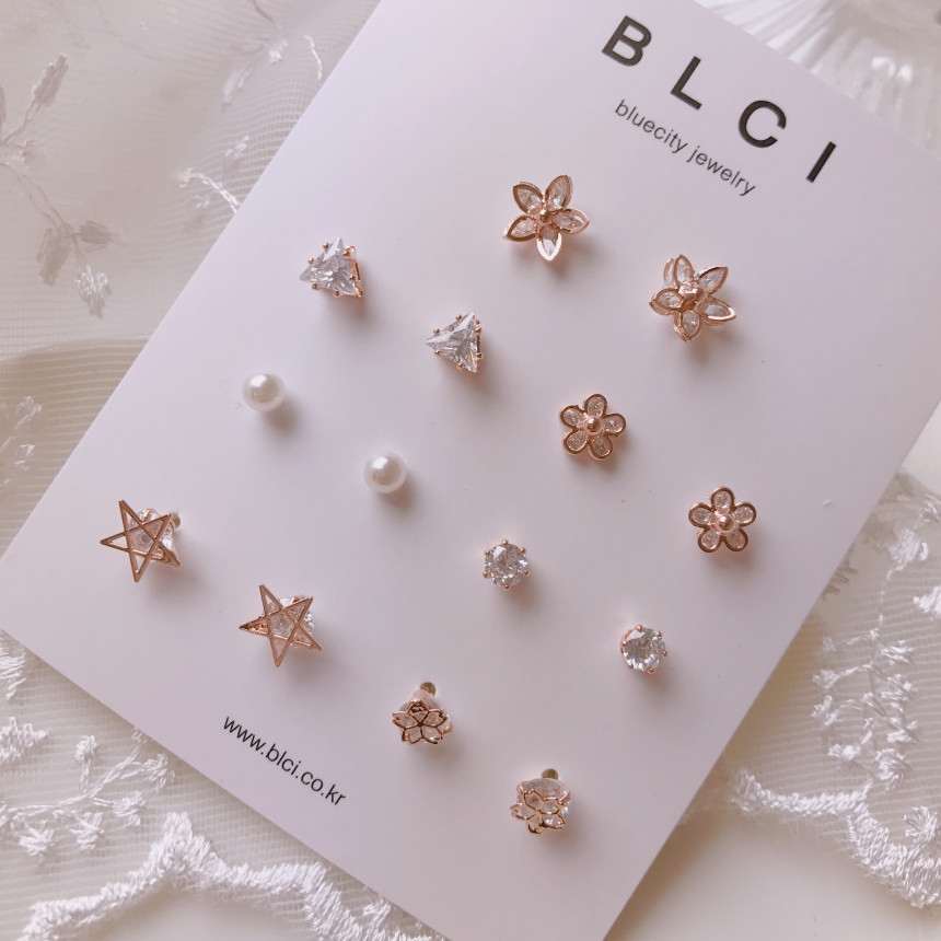 <b><p>High quality Rose Gold 14pcs one week daily</p></b><b><p>高クオリティ ローズゴールド 14個 一週間 デイリー セット イヤリング ドロップ</p></b><br /><br /><p align='center'>