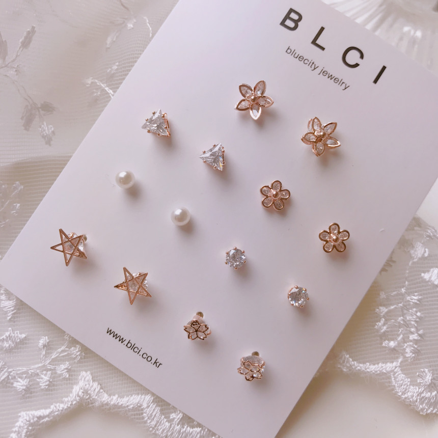 <b><p>High quality Rose Gold 14pcs one week daily</p></b><b><p>高クオリティ ローズゴールド 14個 一週間 デイリー セット イヤリング ドロップ</p></b><br /><br /><p align='center'>