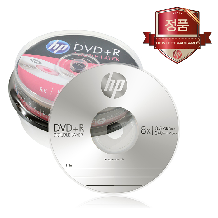 HP 듀얼레이어 DVD+R 8배속 8.5GB 10장케이크/더블레이어/DL : 라온홈마트