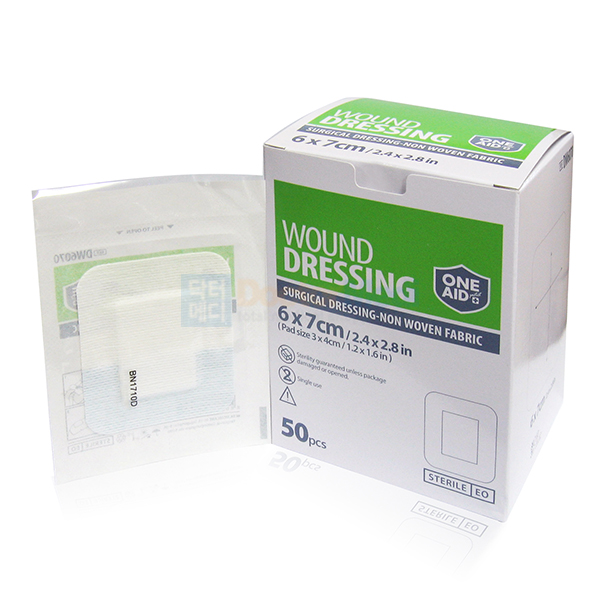 [원에이드] 멸균 운드드레싱(드레싱밴드) 부직반창고 DW6070 (6 x 7cm) - 50매 : 닥터메디