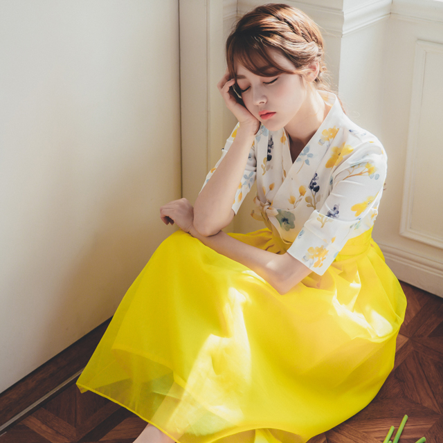 생활한복 블라우스 좋은날 화이트 수설화 : 수설화