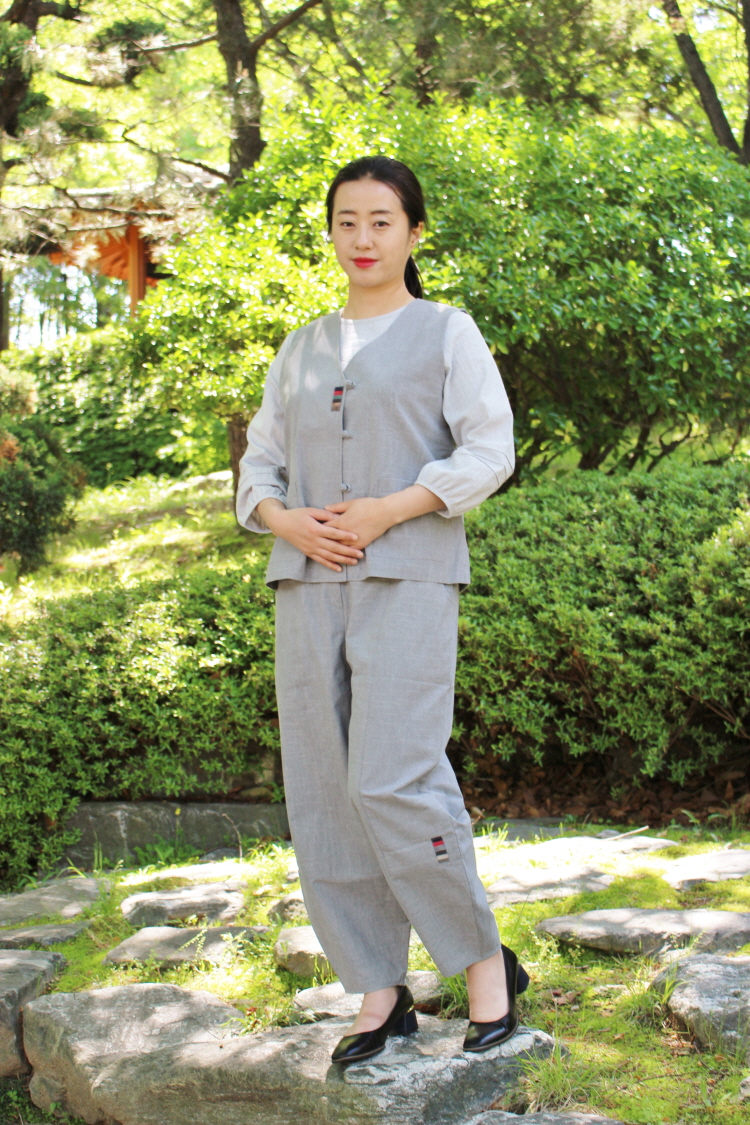 여자 생활한복 면슬라브조끼바지세트 일상한복 법복 개량한복 템플스테이 석가탄신일 : 단미달콤