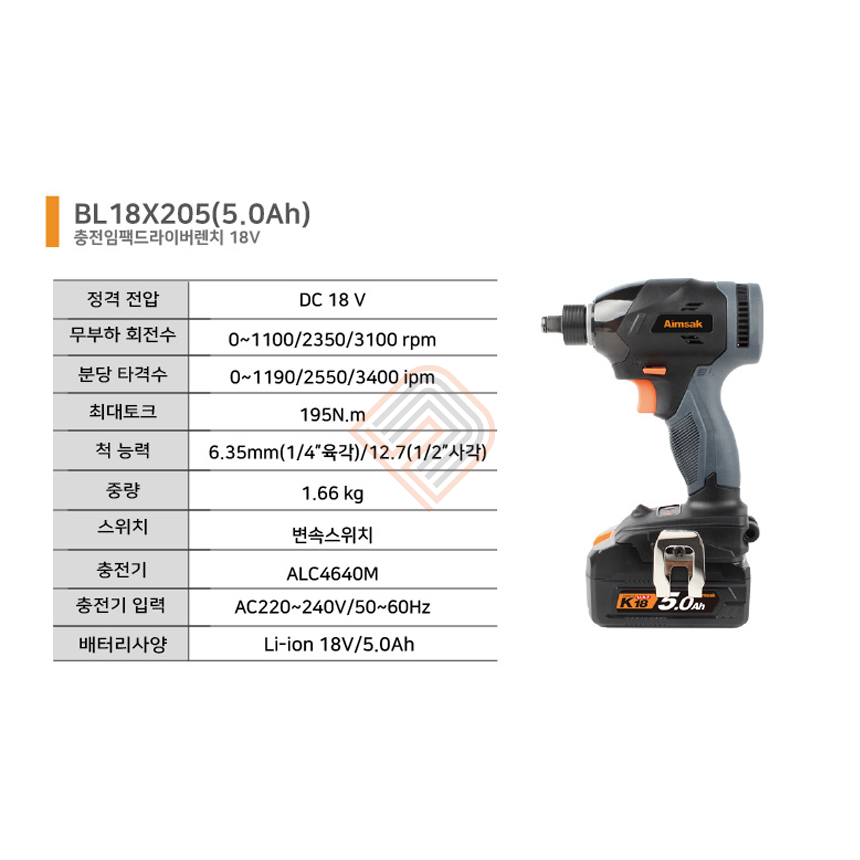 아임삭 BL18GX 충전 듀얼 임팩드라이버 + 충전그라인더 콤보세트 : 호남톱공구