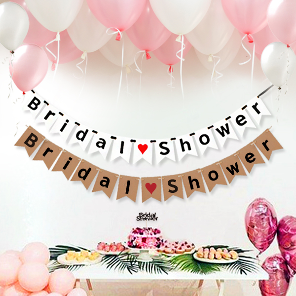 브라이덜샤워소품 가랜드 Bridal♥Shower 화이트 크라프트 중 택1 : 파티플라이