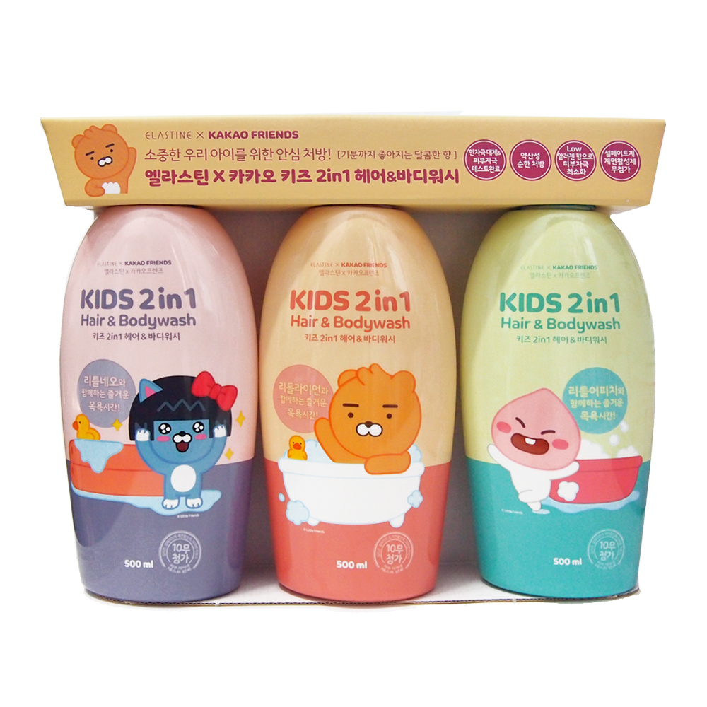 엘라스틴 카카오키즈 샴푸 2in1 헤어 바디워시 500mlx3입 : 코스트