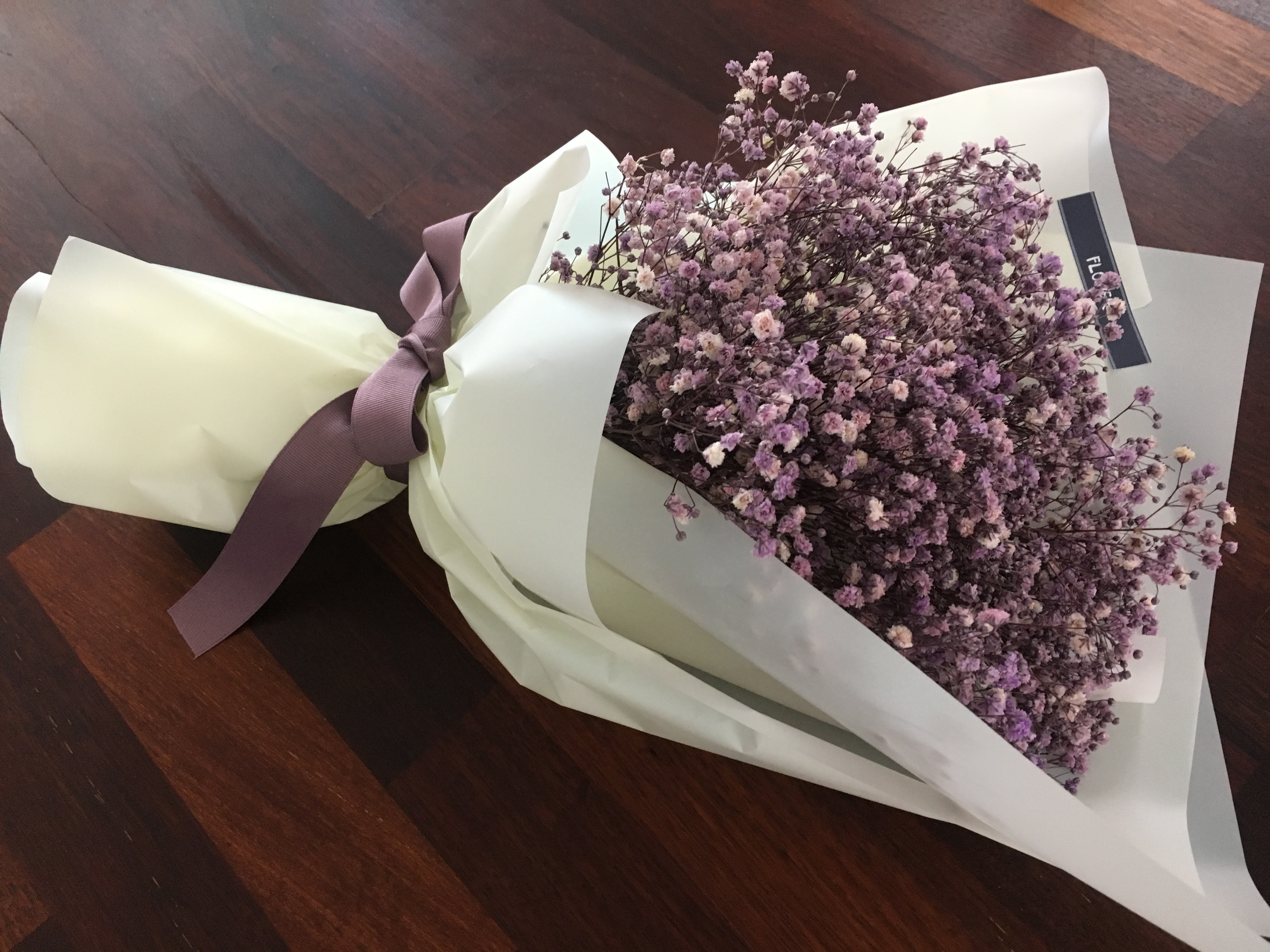 프리저브드 플라워 안개꽃다발 보라 드라이플라워 졸업식 생일 꽃다발 : SJ Flower