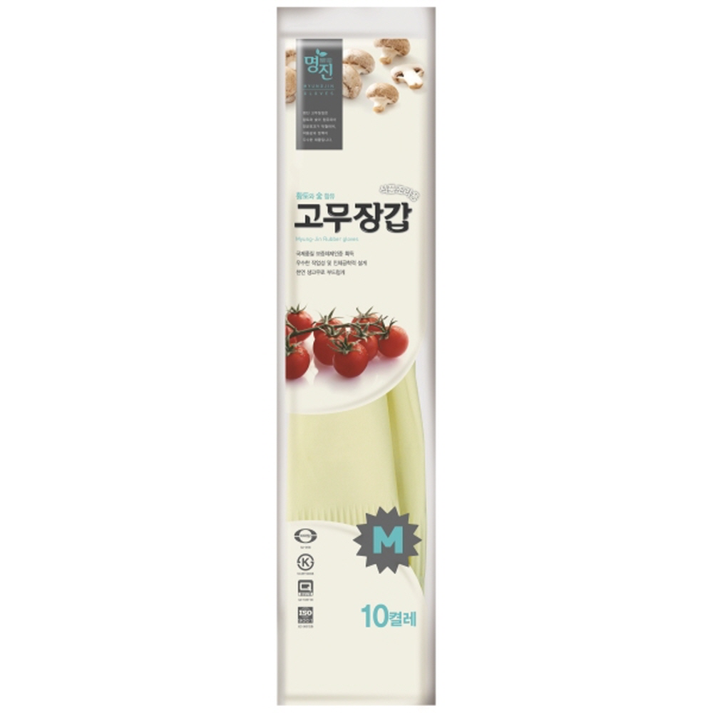 명진 황토숯 고무장갑(10켤레/중/백색) 명진 : 어니스툴
