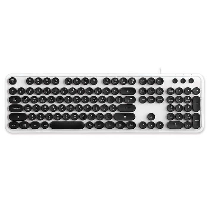 엑토 레트로 타자기 조약돌 원형키캡 멤브레인 유선 키보드 KBD-47 : 엑토