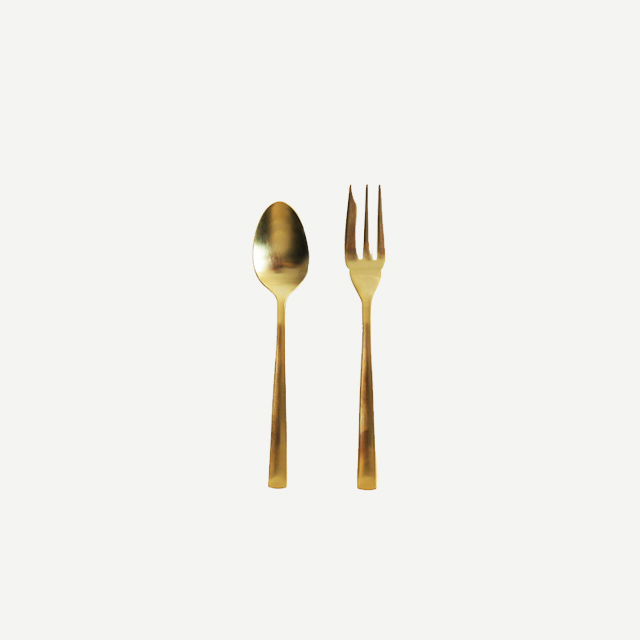골드 디저트 스푼 & 포크 {gold dessert spoon & fork] / made in Japan : DAMEUN