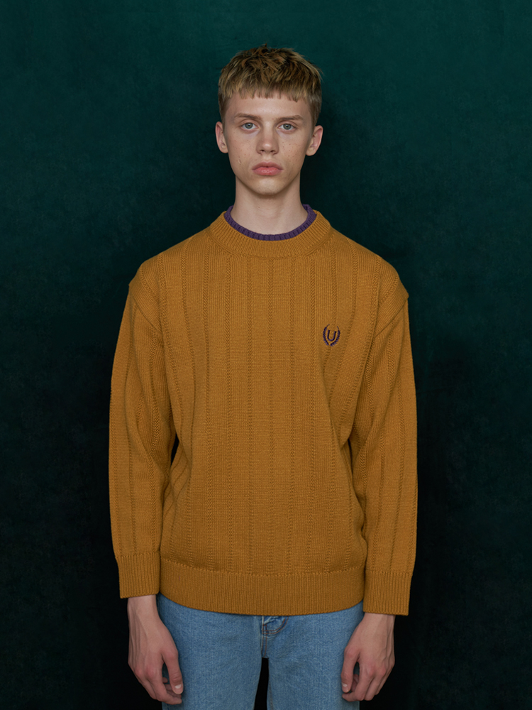 [어널로이드]DOUBLE NECK KNIT / 더블 넥 니트 / 머스터드 : UNALLOYED