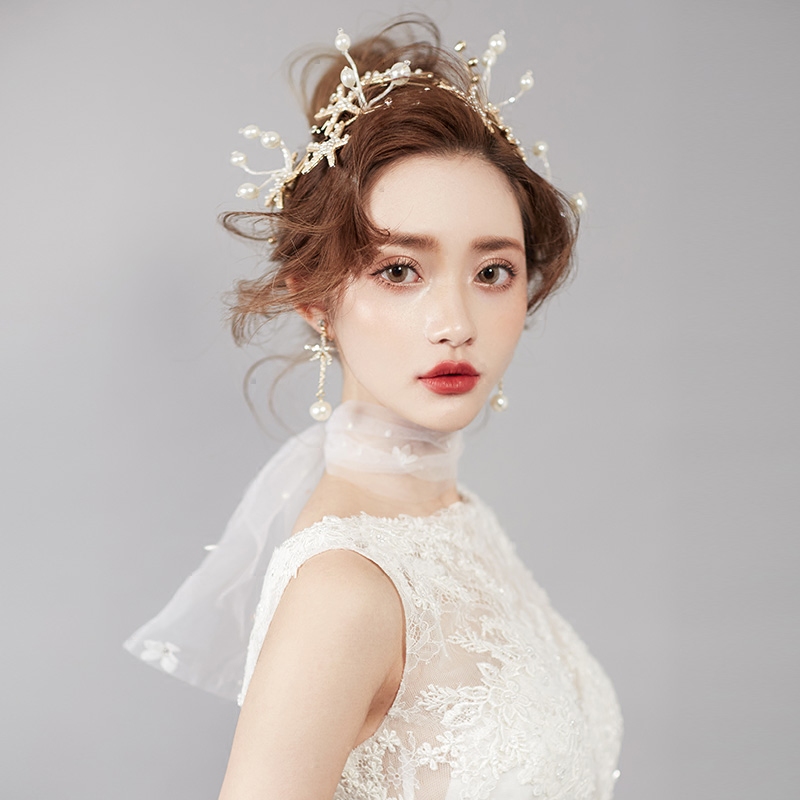 신부 셀프웨딩 티아라 헤어악세사리 귀걸이 목걸이 신부 티아라 센 X EY213675 : GUTTE