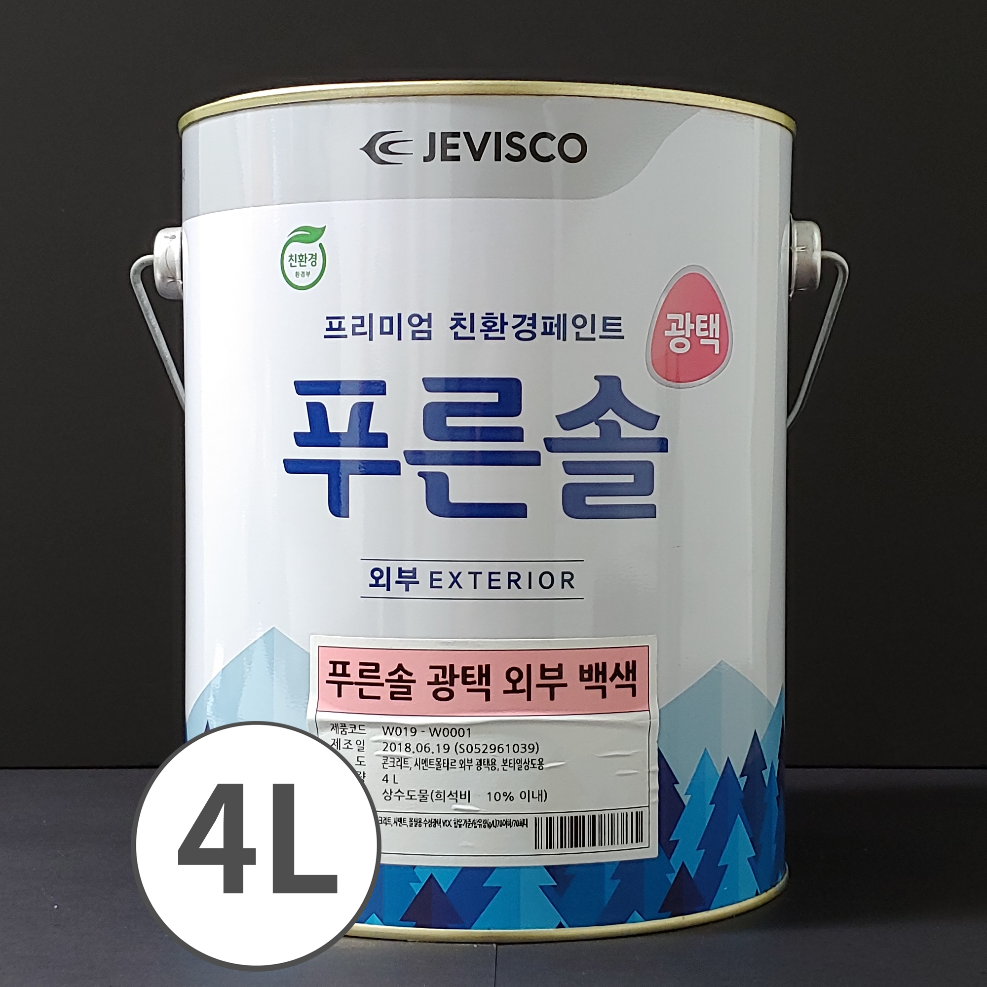 제비스코(제비표) 푸른솔 광택 외부 수성페인트 콘크리트/시멘트/건축물외부 4L : 제비스코 신진상사