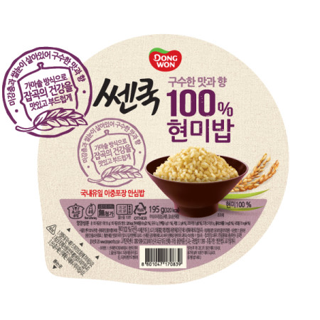 동원 쎈쿡 구수한맛과 향 100% 현미밥 195g x 1개 컵밥/즉석밥/국밥/볶음밥/국밥/햇반 : 창동합동상사