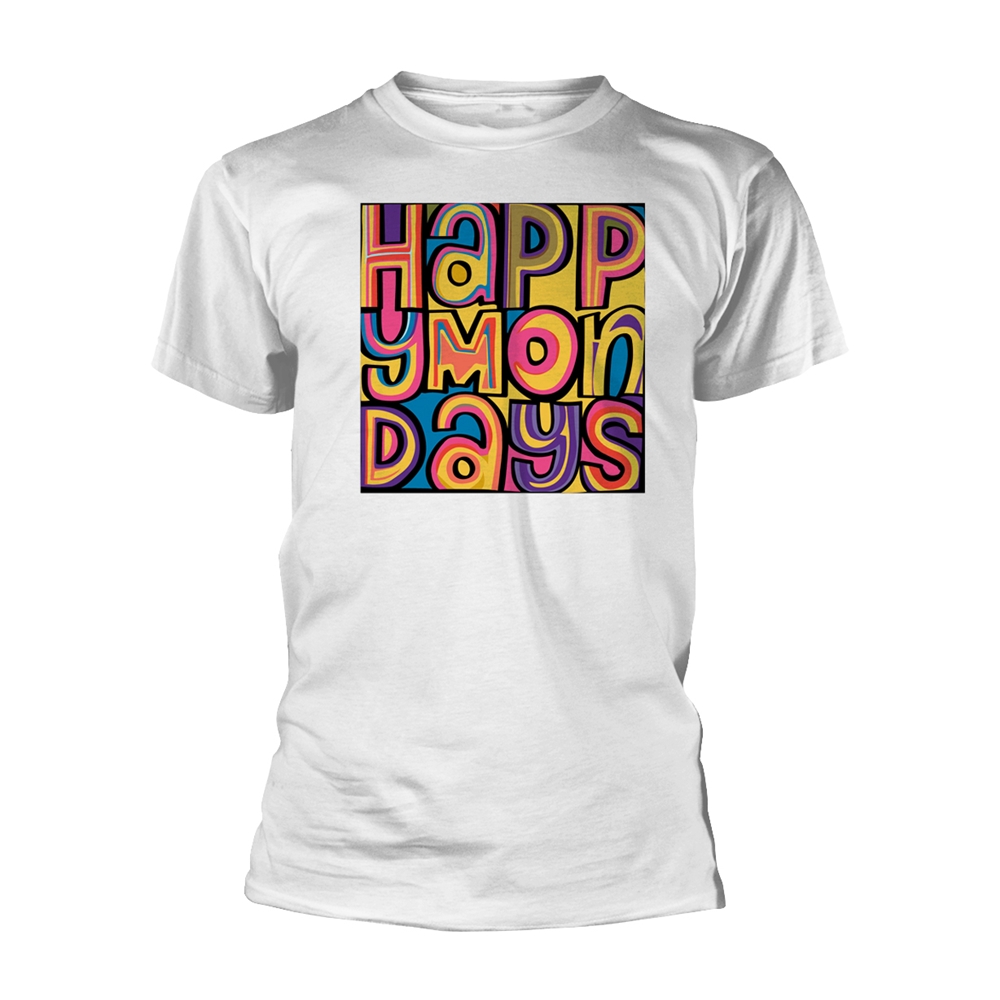 공식 HAPPY MONDAYS 해피 먼데이스 Logo 반팔 티셔츠 (화이트) : 매드몽키