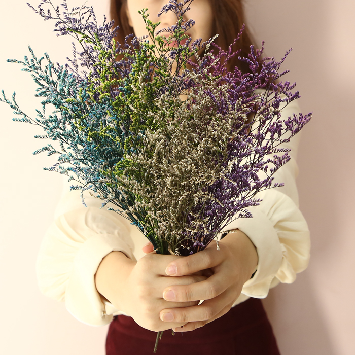 미스티블루 미니꽃다발 프리저브드, 드라이플라워, 꽃자재,기념일선물,천일화 시들지않는꽃 : 허니비 플라워