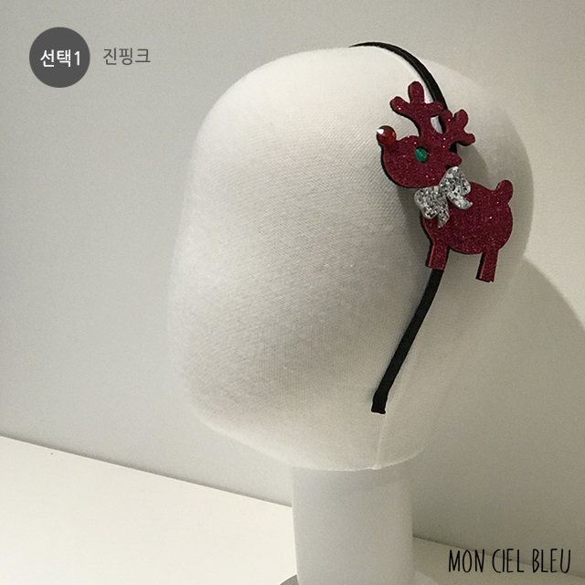 반짝이 루돌프 헤어밴드 크리스마스 파티 머리띠 : 몽씨엘블루