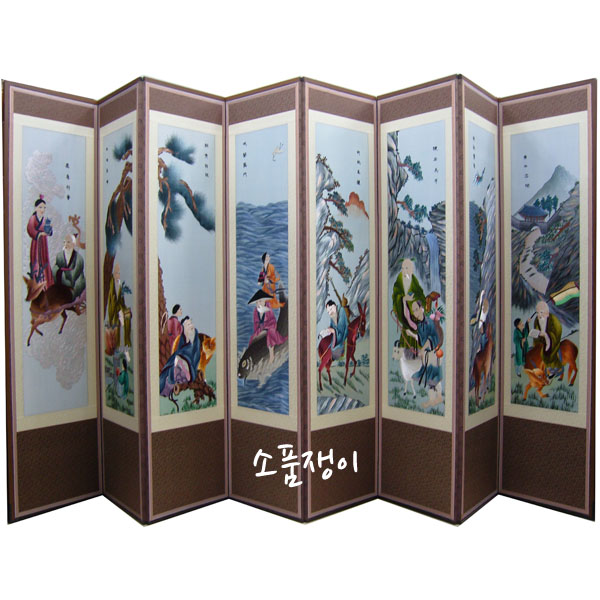신선도8폭병풍,손자수병풍,동양자수병풍 : 소품쟁이자수표구