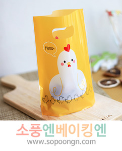 (쇼핑백) 꼬꼬와 병아리 손잡이 봉투 10매 : 소풍엔베이킹엔
