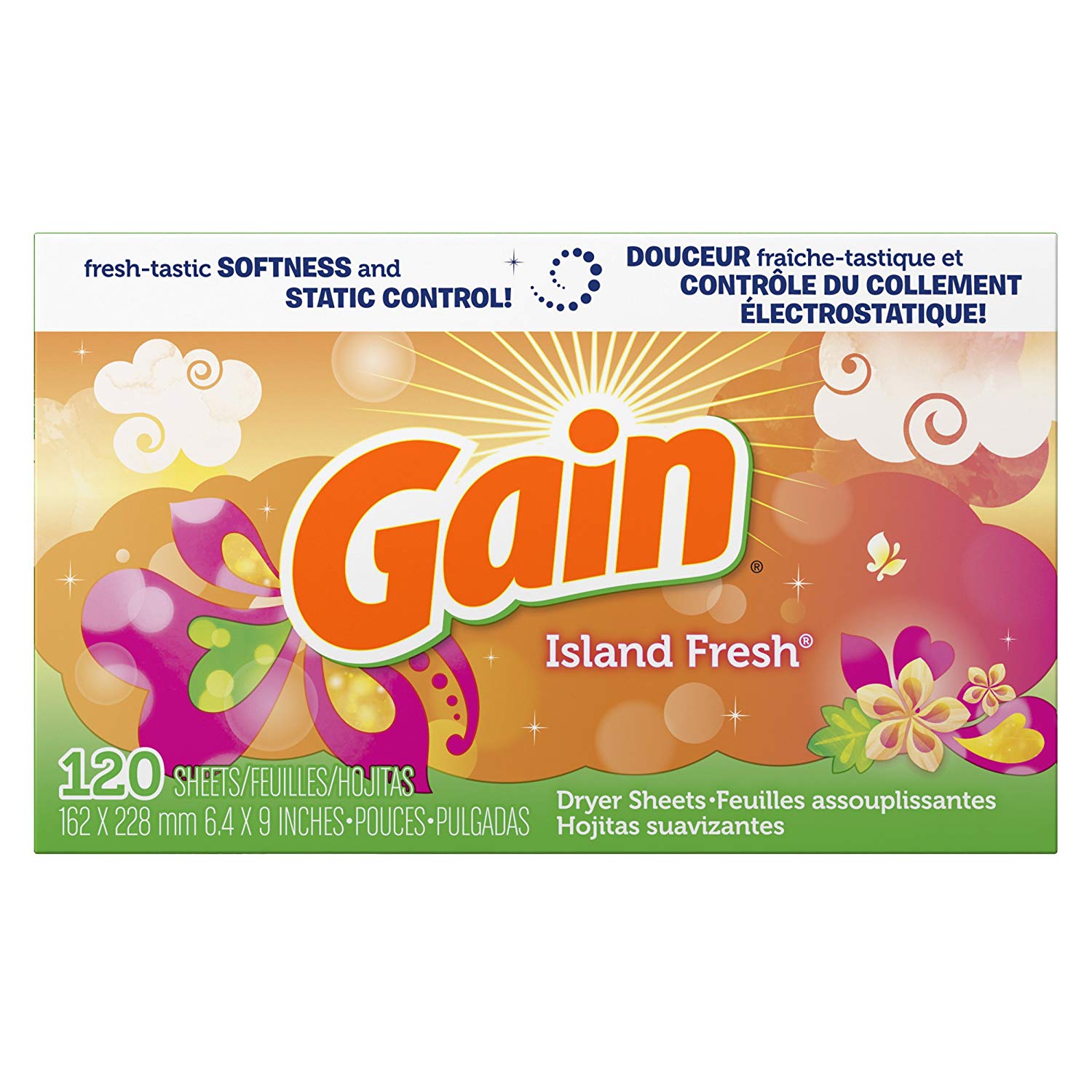 623378 Gain Dryer Sheets, Island Fresh Scent, 120 count 게인 건조기 시트, Island Fresh Scent, 120 : 해외직구 글로마켓 B