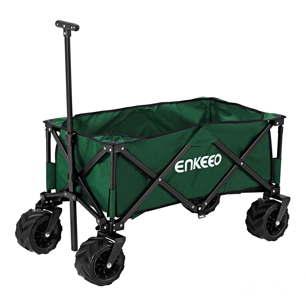 455287 ENKEEO Folding Wagon Collapsible Sports Outdoor Cart Utility Garden Cart with Large : 해피웰빙