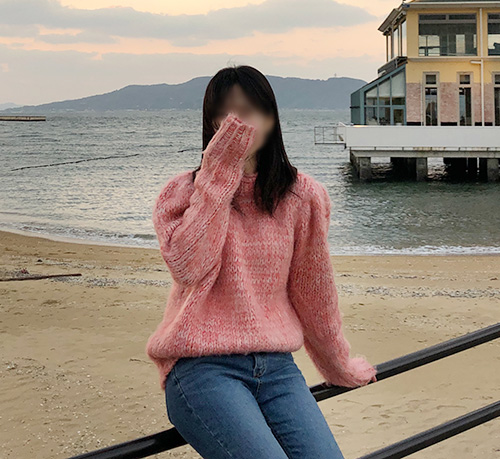 솜사탕 도톰 울 모헤어 니트 핑크 민트 : 둥실코코
