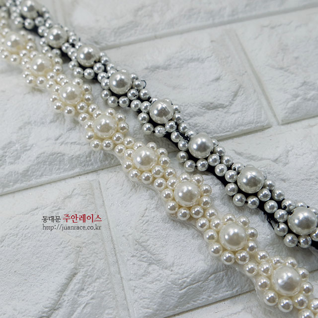 진주레이스부자재 왕진주 장식 모티브 악세사리DIY 의류부자재 웨딩소품장식 : 주안레이스