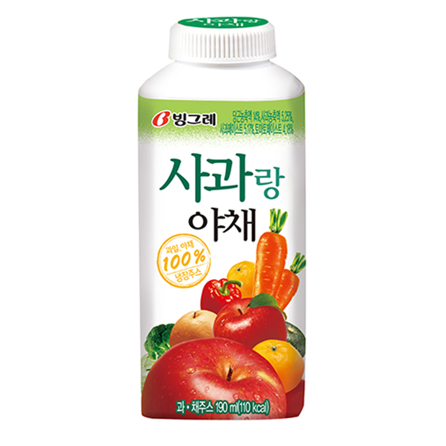 빙그레 야채랑사과 190ml x18팩 : 재형유통