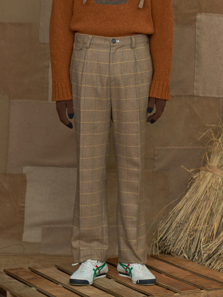 [UNALLOYED] WOOL CHECK PANTS_BEIGE / [어널로이드] 울 체크 팬츠_베이지 : UNALLOYED