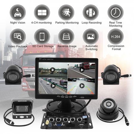 Epathchina 7 inch 8-36V 4CH 720P HD TFT LCD Quad Car Rear View Monitor with 4X CCD Waterproof IR Met : tradek - 네이버쇼핑