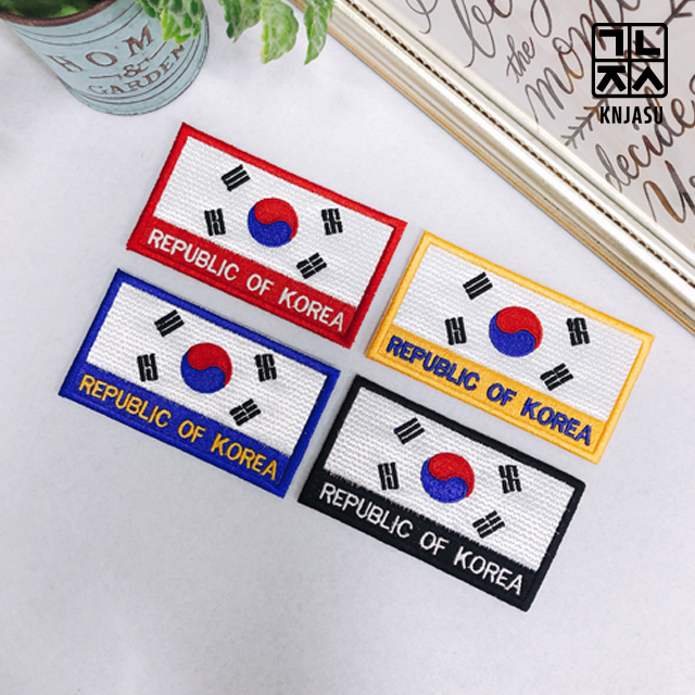 태극기패치 경남자수 승화 컴퓨터 태극자수 의류패치 가방와펜 인쇄명찰 1빨강WHITE : 경남자수