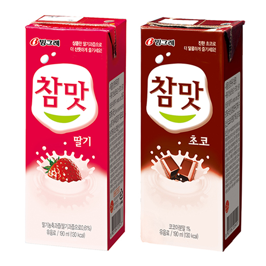빙그레 참맛딸기/참맛초코 멸균 190ml x 24개 : 재형유통