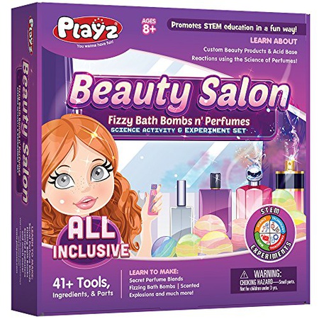 Playz Beauty Salon Arts and Crafts Activity Kit for Girls - All-Natural Spa Gift Set to Make Bath Bo : buying007