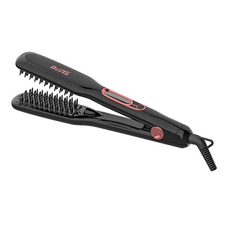Berta BERTA Ceramic Hair Straightener Brush Comb Clamp Negative ions Flat Iron Brush with a Professi : buying007