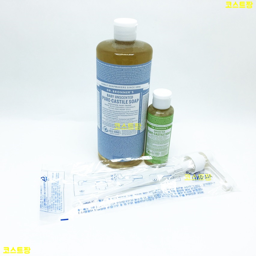 DB 닥터브로너스 바디워시 캐스틸 솝 클린저 950ML+120ML+펌프세트 코스트코 : 코스트짱