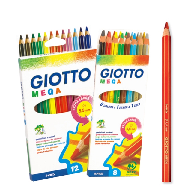 지오토 메가 색연필 8색 12색  giotto mega : 덕인색채