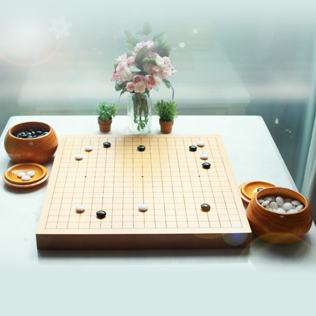 프로바둑 원목바둑판 세트 4cm 3cm 오리지날 원목바둑통 바둑알 기원 학원 선물 : 프로바둑