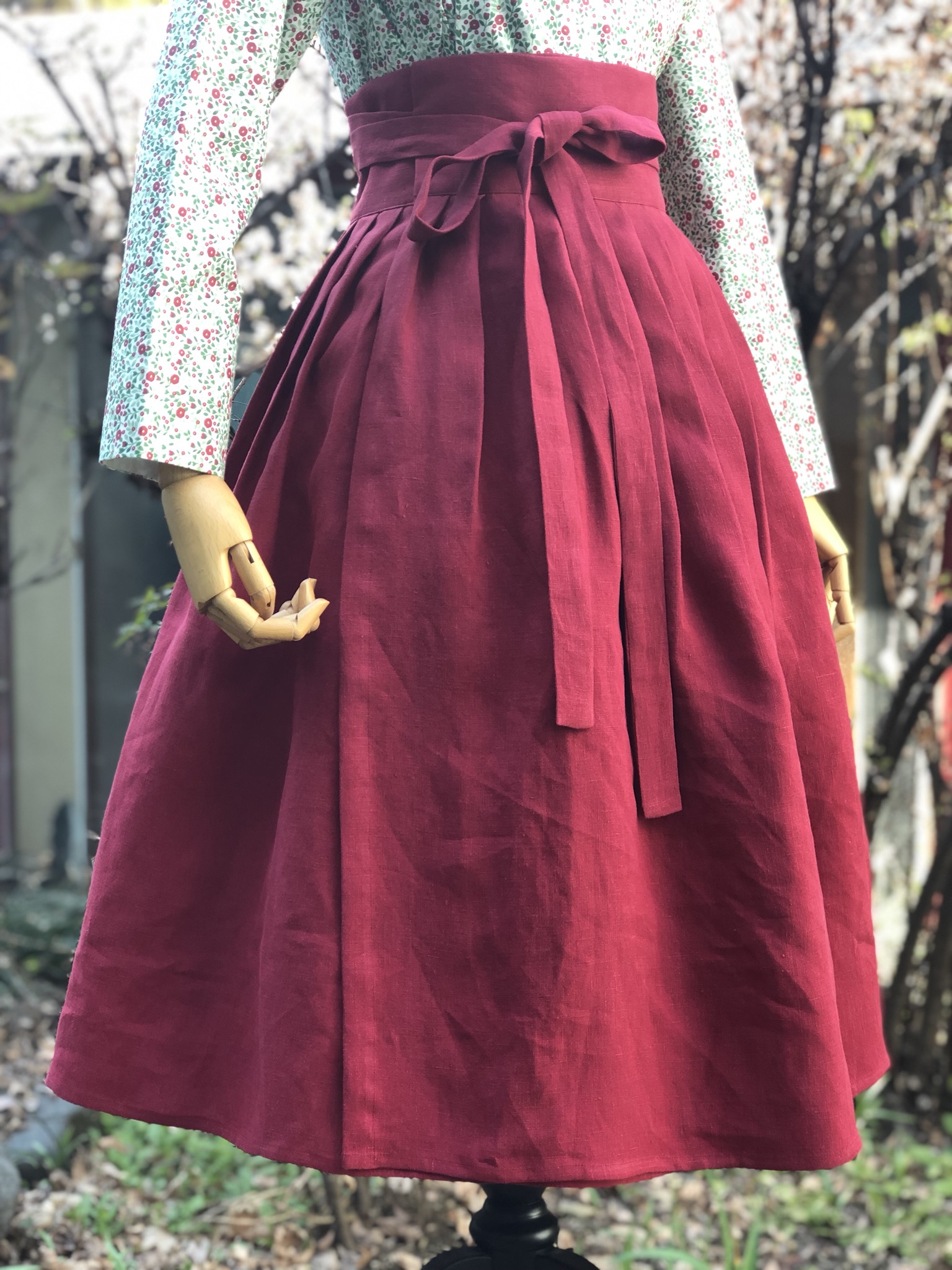 생활한복 린넨 레드 허리치마 : 단미의 바늘꽃이야기